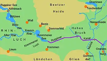 Altfriesack auf der Karte links oben
