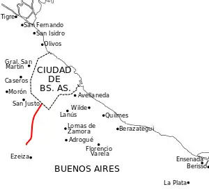 Verlauf der Ruta NationalA002