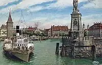 Die St Gallen Anfang der 1920er Jahre bei der Hafenausfahrt in Lindau