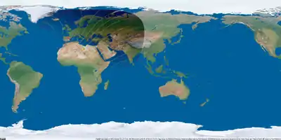 Weltkarte der Sonnenfinsternis vom 25. Oktober 2022