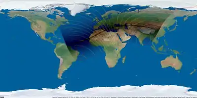 Weltkarte der Sonnenfinsternis vom 21. April 2088