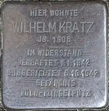 Stolperstein für Wilhelm Kratz