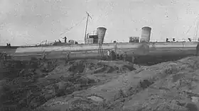 Die aufgelaufene Taku bei Ebbe (Oktober 1913)