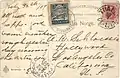 Poststempel der Thalia vom 30/VII [1907] (Postkarte Wellman Station, Spitzbergen 1907, 135&nbsp;×&nbsp;87&nbsp;mm)