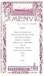 Speisekarte zum Diner vom 15. Sep. 1912, Einband von Hans Printz (122 × 220 mm)