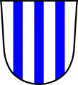 Stammwappen derer von Steinpeiss, ohne Wappenzierde: in Silber drei blaue Pfähle.