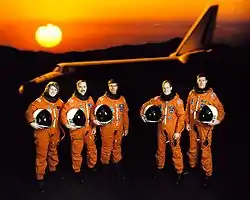 v. l. n. r. Shannon Lucid, James Adamson, John Blaha, David Low, Michael Baker