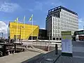 Der neue Campus im Hafen von Kalmar; links die Universitätsbibliothek