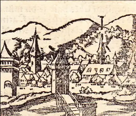 Vor dem Zweiten Stadtverderben von 1554. Cosmographia von S.&nbsp;Münster (1550)