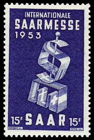 Sonderbriefmarke zur Saarmesse 1953