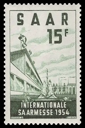 Sonderbriefmarke zur Saarmesse 1954