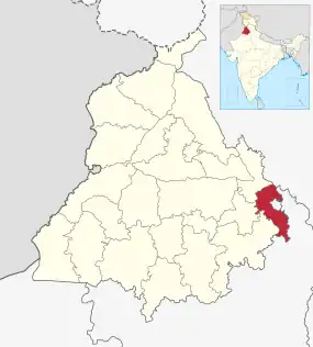Positionskarte des Distrikts Sahibzada Ajit Singh Nagar