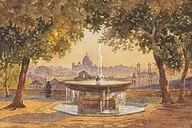 Blick über Rom vom Brunnen der Villa Medici, um 1850