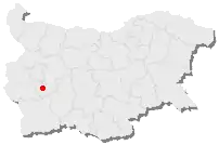 Karte von Bulgarien, Position von Samokow hervorgehoben