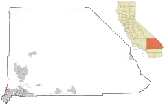Lage von San Antonio Heights im San Bernardino County (links) und in Kalifornien (rechts)