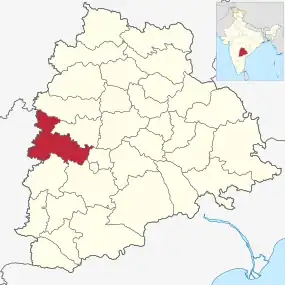 Positionskarte des Distrikts Sangareddy