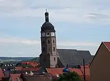 schiefer Turm der Jakobikirche (Sangerhausen)
