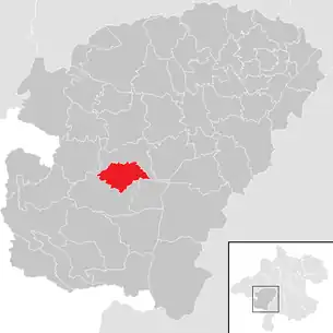 Lage der Gemeinde St. Georgen im Attergau im Bezirk Vöcklabruck (anklickbare Karte)