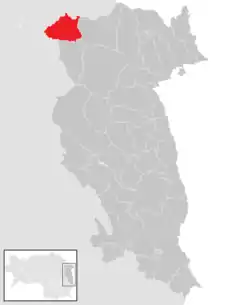 Lage der Gemeinde Sankt Jakob im Walde im Bezirk Hartberg-Fürstenfeld (anklickbare Karte)