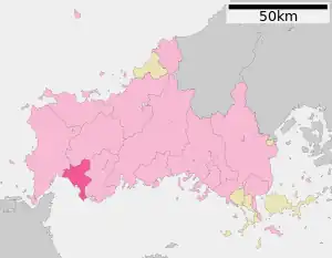 Lage San’yō-Onodas in der Präfektur