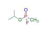 Sarin (vereinfachte Strukturformel ohne Berücksichtigung der  Stereochemie am Phosphoratom)