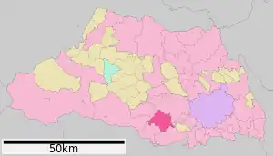 Lage Sayamas in der Präfektur