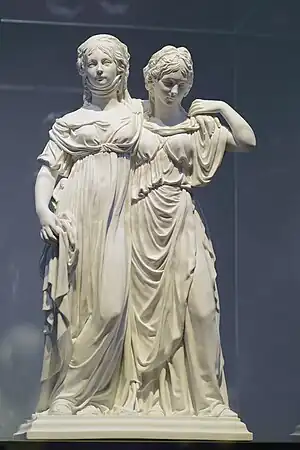 Johann Gottfried Schadow Prinzessinnnengruppe von 1796, Ausformung kurz nach 1800 durch Carl Friedrich Hagemann, Biskuitporzellan, Kunstgewerbemuseum, Berlin