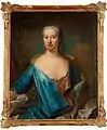 Seine Frau, Maria geb. Scheurle (1696–1762). Beide Gemälde von Johan Henrik Scheffel, datiert 1740