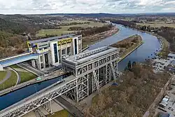 Das ältere Schiffshebewerk Niederfinow und das neuere Schiffshebewerk Niederfinow Nord, 2024