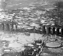Der Schildescher Viadukt nach seiner Zerstörung im März 1945