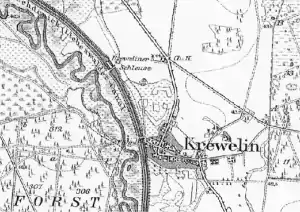 historischer Kartenausschnitt mit Schleuse Krewelin vor 1894
