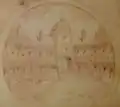 Innenhof von Schloss Maasbach, nach einer Rötelzeichnung des Reichersberger Chorherrn Bertrand Zallinger Ende des 19. Jahrhunderts