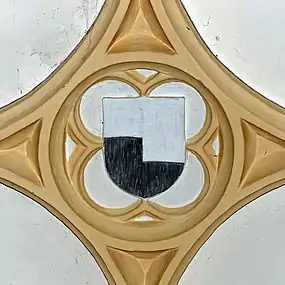 Leoprechtinger-Wappen als Schlussstein eines Netzgewölbes in der Berchtesgadener Stiftskirche