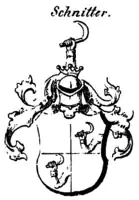 angebliches bürgerliches Wappen, laut Beschreibung mit 2 Balken in 1 und 4