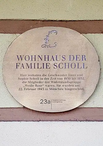 Gedenktafel H. und S. Scholl