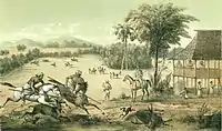 Eine Hirschjagd bei Martapura.Titelbild im ersten Band.