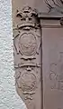 Ahnenwappen Wolkenstein und Madrutz, links am Epitaph