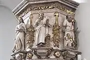 Kanzelkorb mit Johannes dem Täufer sowie den Evangelisten Markus und Matthäus