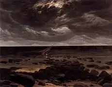 Meer mit Schiffswrack im Mondlicht (1825–1830)