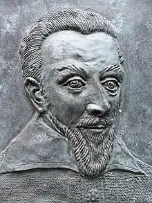 Sebastian Castellio (1515–1563), Gelehrter, Philosoph, Theologe. Gedenktafel, St. Alban-Kirche in Basel.