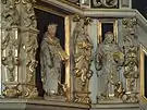 Relief am Kanzelkorb:Lukas mit Stier Johannes mit Adler