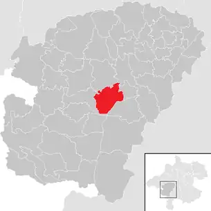 Lage der Gemeinde Seewalchen am Attersee im Bezirk Vöcklabruck (anklickbare Karte)