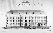 Der ursprüngliche Sekundogeniturpalast in einer Zeichnung von 1818