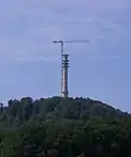 Der Sendeturm im Bau am 15. August 2007, gesehen von Neu-Kupfer
