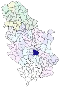 Lage der Gemeinde in Serbien