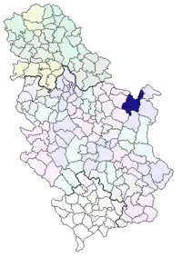 Lage der Gemeinde in Serbien