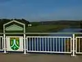 Letzte Brücke der Zwickauer Mulde vor dem Zusammenfluss mit Pilz im Wappen