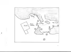 Plan der Grotte mit den verschiedenen Positionen; von Gaudry und Debenath.