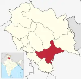Positionskarte des Distrikts Shimla