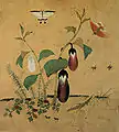 Chochungdo, ein Malstil, der von Shin Saimdang begründet wurde, darstellung von Pflanzen und Insekten.